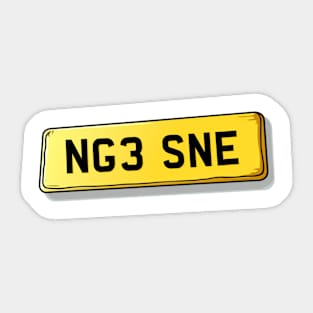 NG3 SNE Sneinton Number Plate Sticker